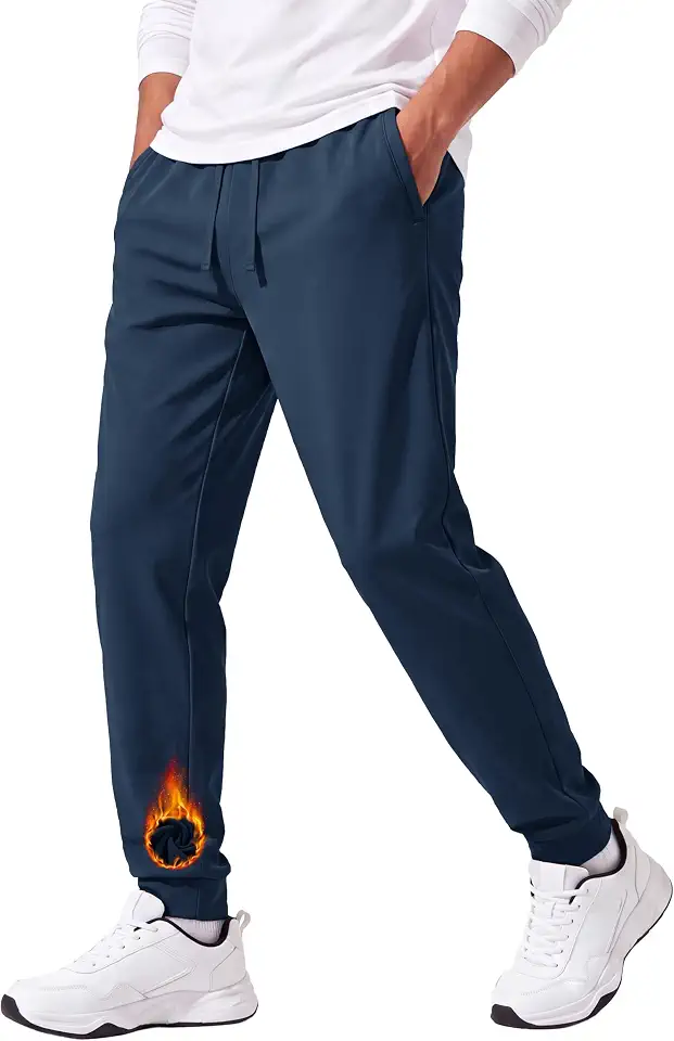 MAGCOMSEN Men's Fleece Lined Winter Pants Thermal Warm Zipper Pockets