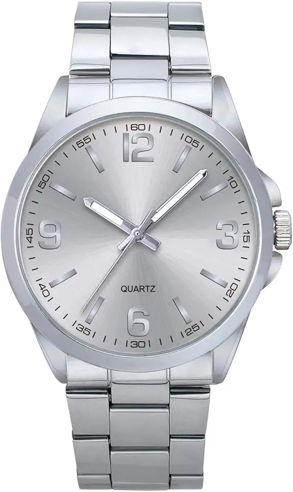 NUOVO Men's Classic Watch 41mm Dial Silver Stainless Steel Case and Band Analog Display Arabic Numerals Water Resistant