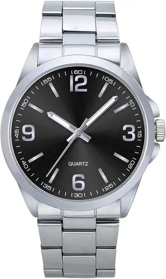 NUOVO Men's Classic Watch 41mm Dial Silver Stainless Steel Case and Band Analog Display Arabic Numerals Water Resistant