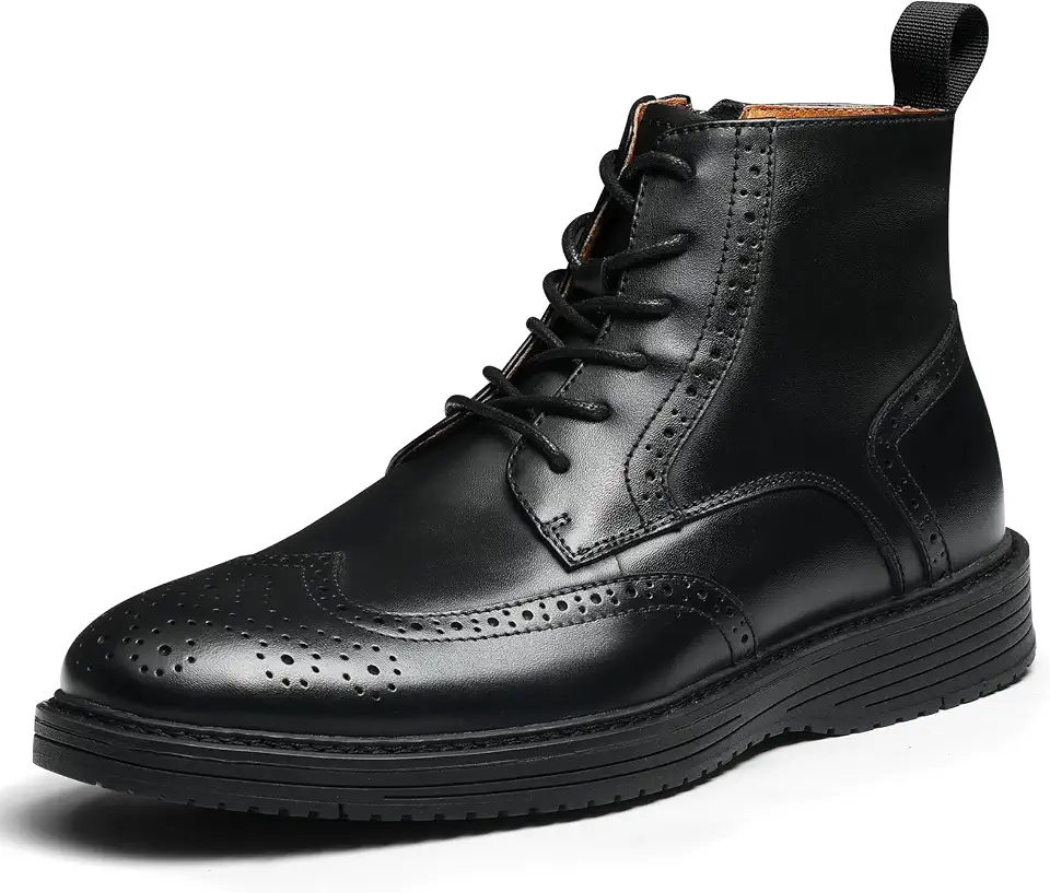 Men's Pebble Grain Leather Wingtip Brogue Boots