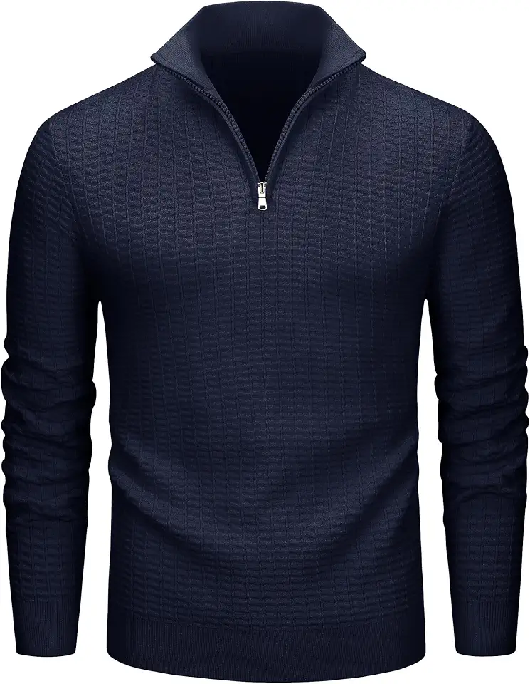 MAGCOMSEN Men's Quarter Zip Sweater Textured Knit Business Casual Pullover