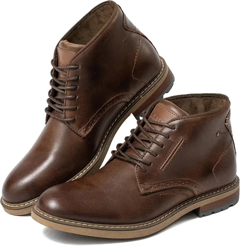 Arkbird Mens Chukka Boots, Genuine Leather Dress Boots Classic Casual Fashion Ankle Lace-up Boot for Men