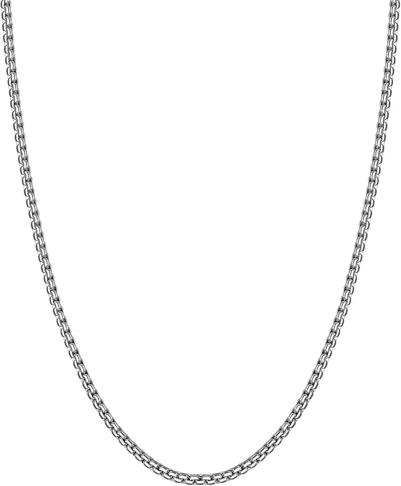 Recycled Claim Standard 100 U7 Flat Box Link Chain Necklace for Men, 2/4/6/8mm Stainless Steel Chain