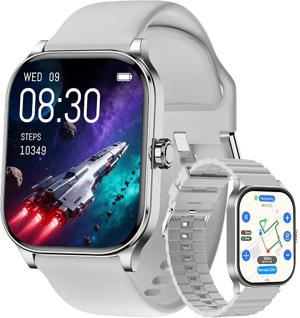Men's Silver Gps Golf Sports Smartwatch