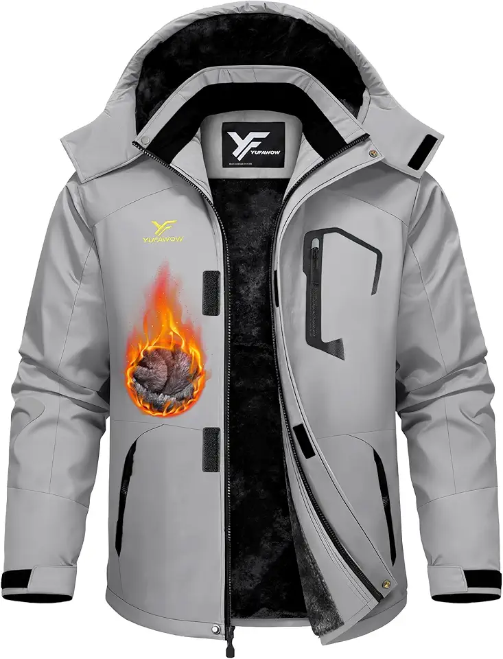 Yufawow Men's Ski Jacket Waterproof Warm Snowboard Jacket Insulated Winter Coat for Outdoor Cold Weather Sports Work