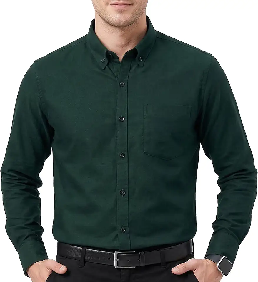 Cotton King Mens 100% Cotton Oxford Shirt Long Sleeve Dress Shirts for Men Button Down Work Casual Shirt with Pocket