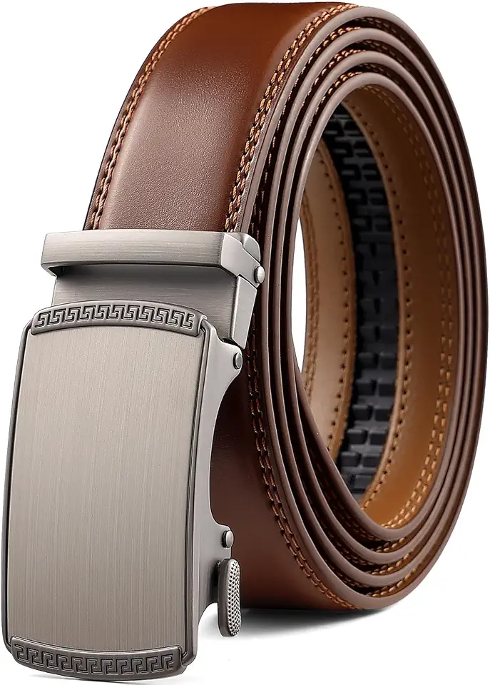 Ratchet Belts for Men-Black/Brown Belt Leather 1 3/8" for Casual Dress-Micro Adjustable Belt