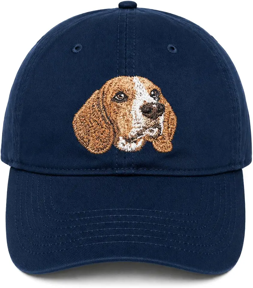 Beagle Embroidered Baseball Cap, Navy Blue, 54-62 cm