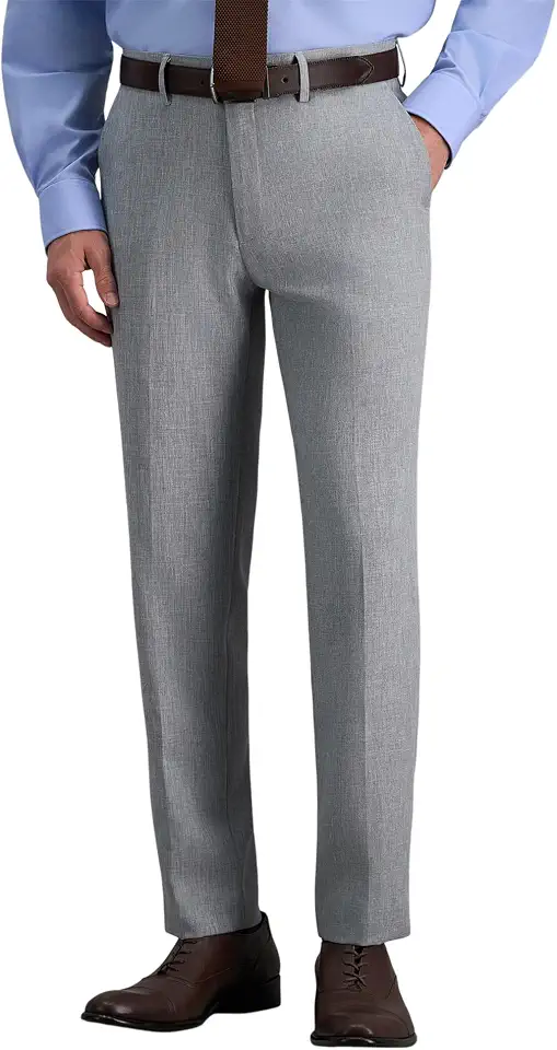 Men's Light Grey Slim Wool Dress Pants