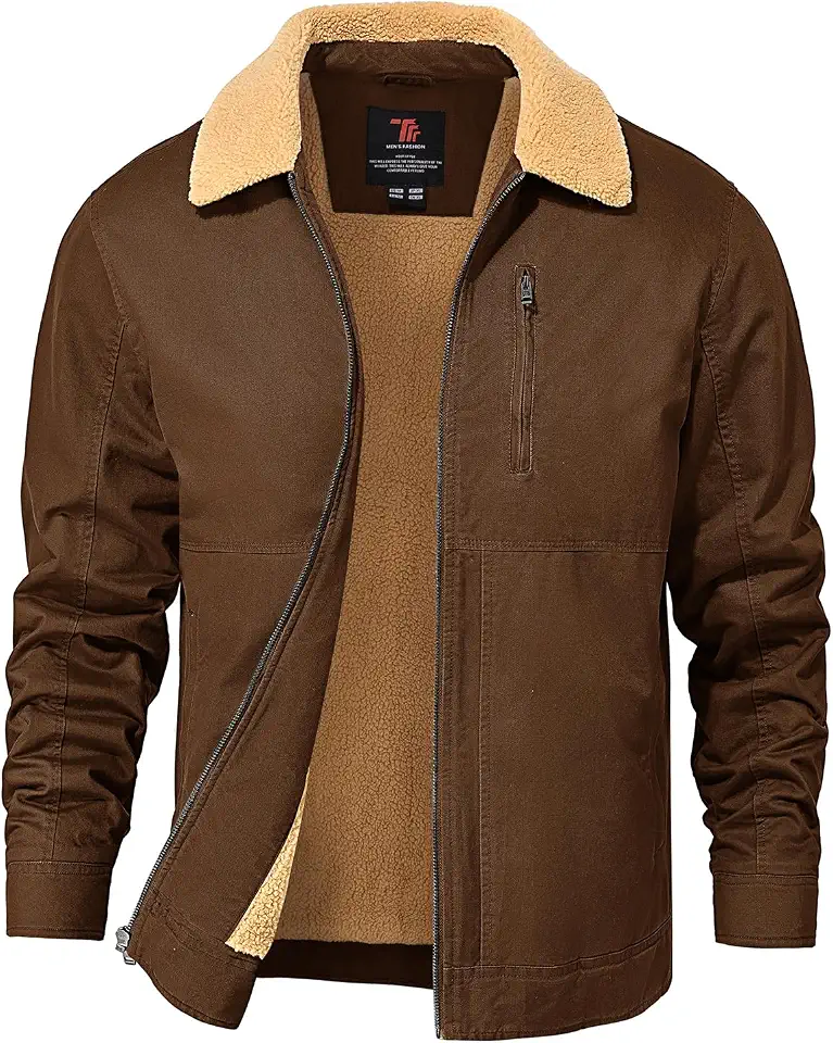 Rdruko Men's Winter Sherpa Jacket Fleece Lined Trucker Work Coat