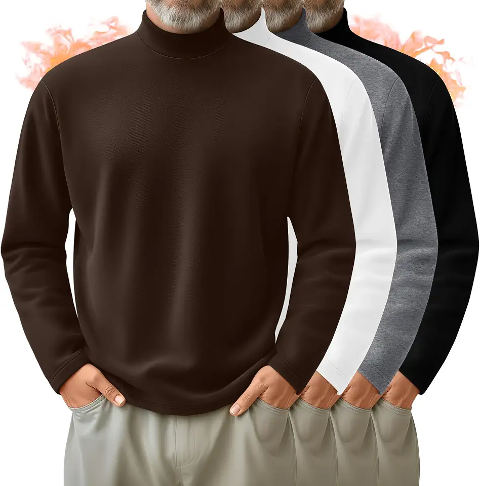 4 Pack Men's Mock Turtleneck Shirts