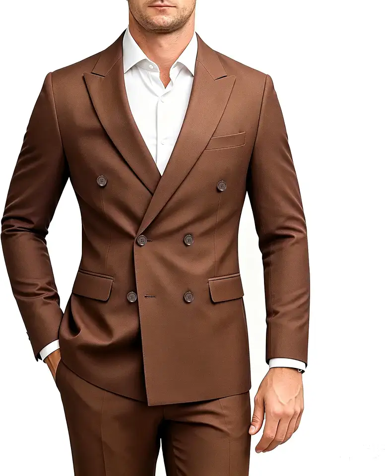 MOGU Suits for Men, 2 Piece Slim Fit Double Breasted Tuxedo