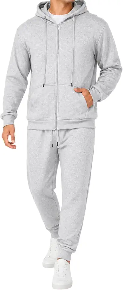 Men's 2 Piece Tracksuit Fleece Full Zip Sweatsuit Set