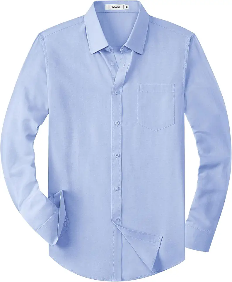 Men's Regular Fit Blue Long Sleeve Button Down Denim Shirt