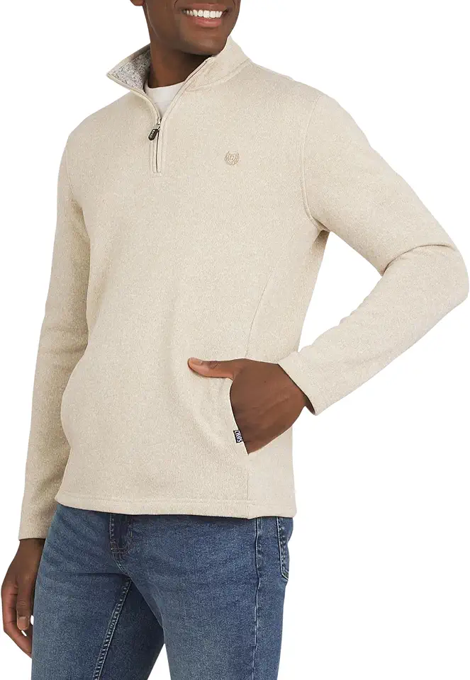 Chaps Men's Regular Fit Long Sleeve Midweight Quarter Zip Fleece Pullover Sweater (S-XXL)