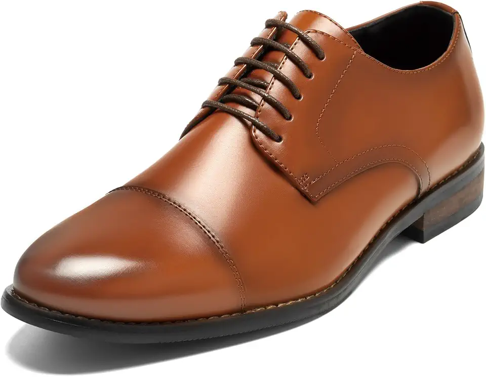 HEEZ Men's Dress Shoes, Classic Cap Toe Oxford for Men Non Slip, Comfortable Lace Up Derby Shoes for Formal Business Work Wedding Office Prom