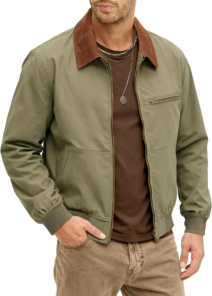 HOTake Men's Cotton Lightweight Casual Bomber Jacket