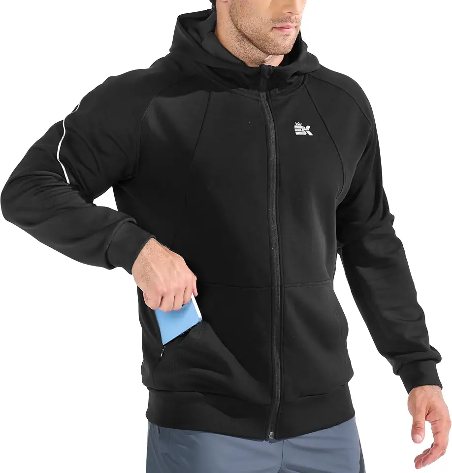 BROKIG Mens Zip Up Performance Track Running Jackets,Casual Gym Hoodies | Lightweight Breathable Soft Dry Fit Full-Zip Workout Hoodies Daily Street wear Fitness Training Althletic Warm Up