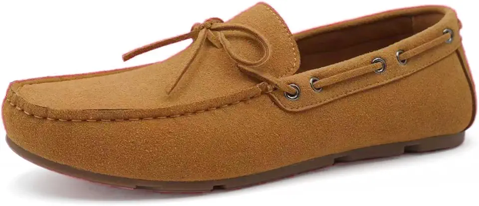 Men's Tan Suede Driving Moccasin Shoes