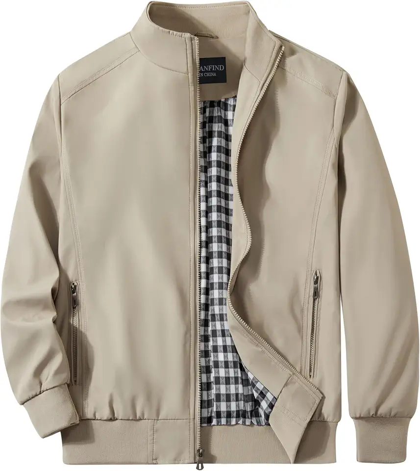 Men's Tan Khaki Harrington Jacket