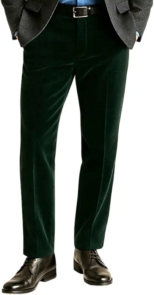 SAINLY Men Stylish Velvet Emerald Green Formal Trouser Night Party & Formal Wedding Casual Bottom (US, Waist, 34, Regular, Emerald Green)