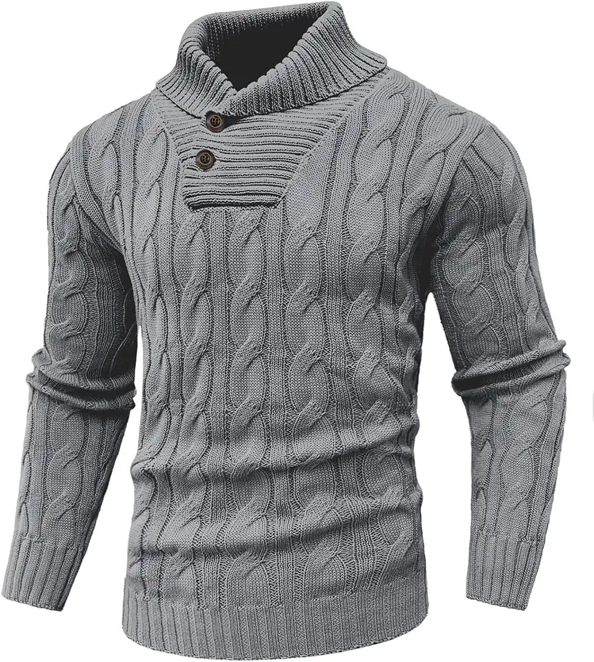 Men's Casual Sweaters Long Sleeve Cable Knit Pullover