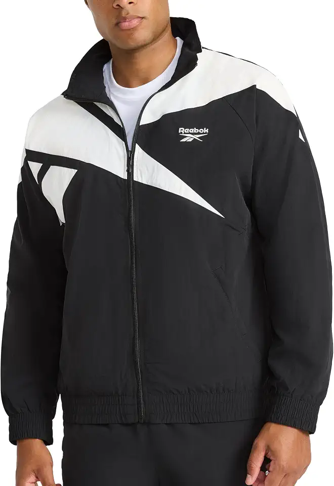 Reebok Men's Track Jacket, Standard Fit, Lightweight Nylon Fabric