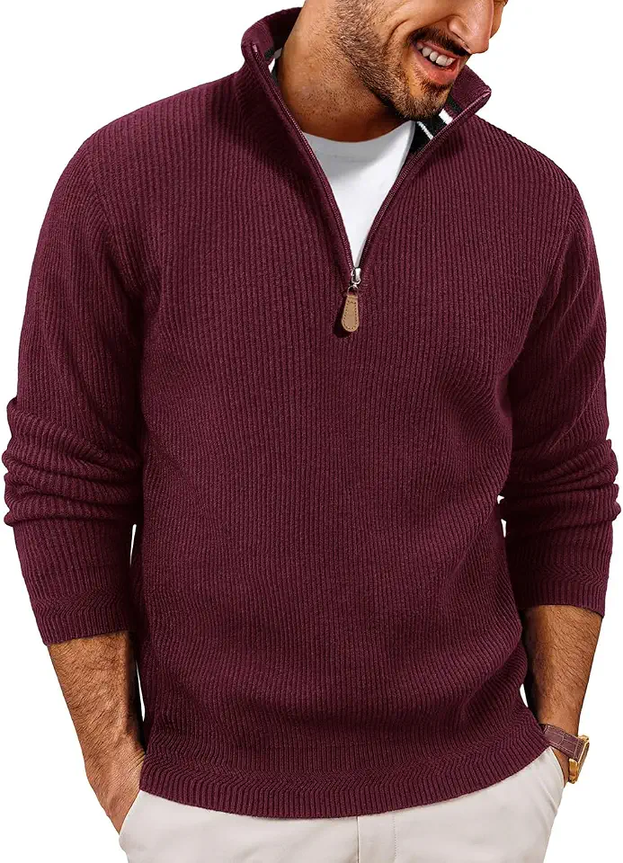 PJ PAUL JONES Mens Quarter Zip Pullover Mock Neck Dress Sweater