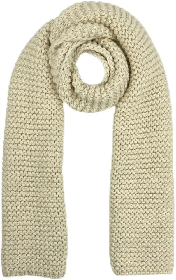 Men's Cream Ribbed Knit Winter Scarf