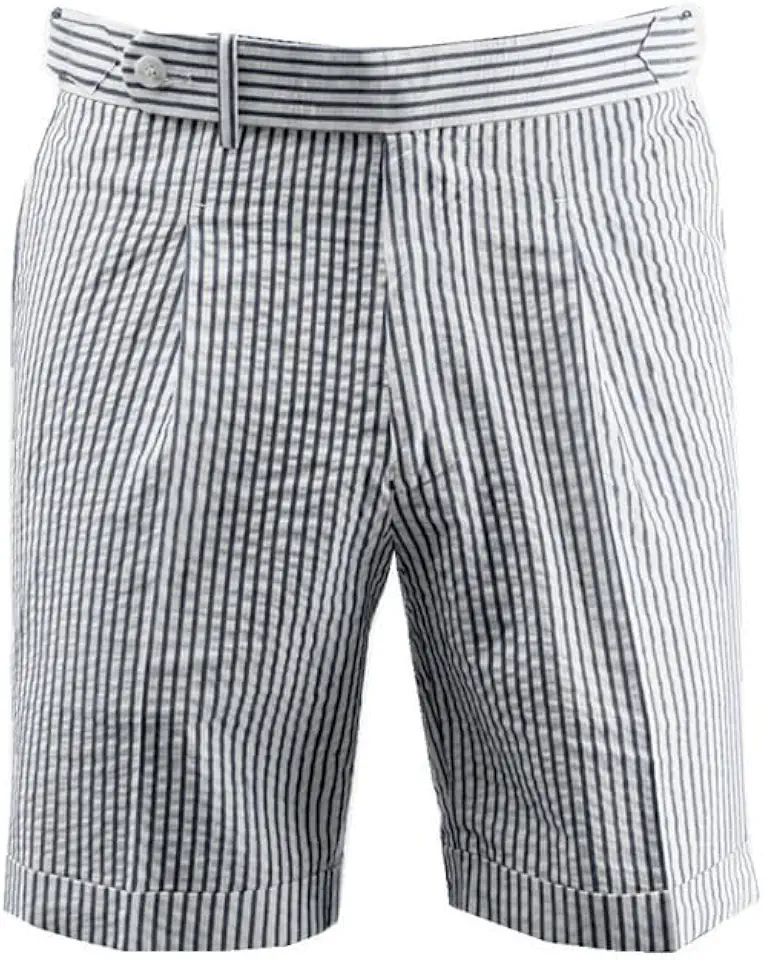 Mens Summer Seersucker Shorts Striped Slim Fit Flat Front Walk Sear Sucker Pants