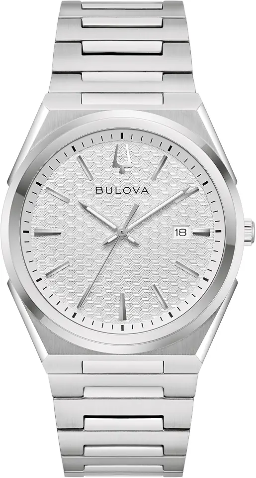 Bulova Mens Dress Classic Quartz Two Tone Stainless Steel Watch, Patterned Dial, 39mm