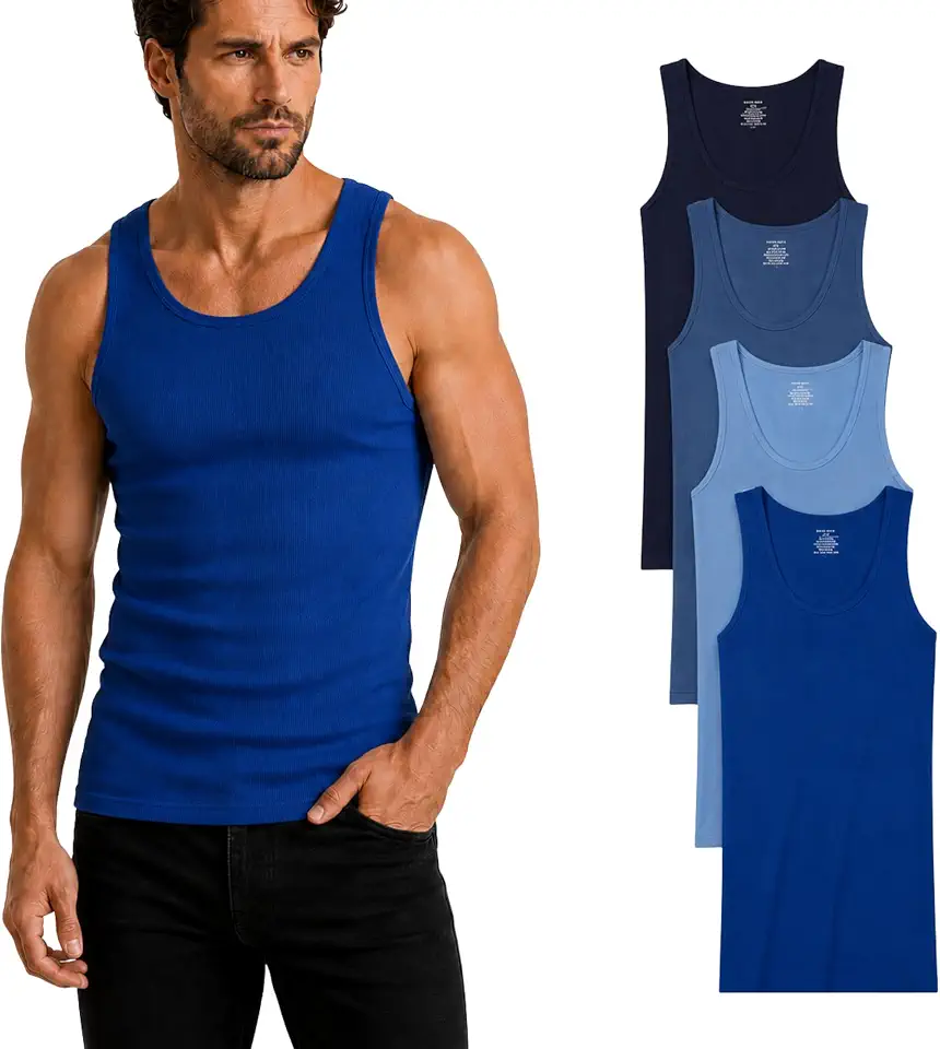 Kenneth Cole Mens Tank Top - 4 Pack Soft Cotton Tagless Ribbed Tank Top for Men - Sleeveless Undershirts for Men