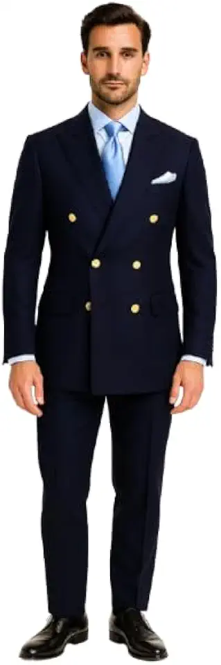 Double Breasted Blazer with Gold Buttons - Navy Blue Sport Coat