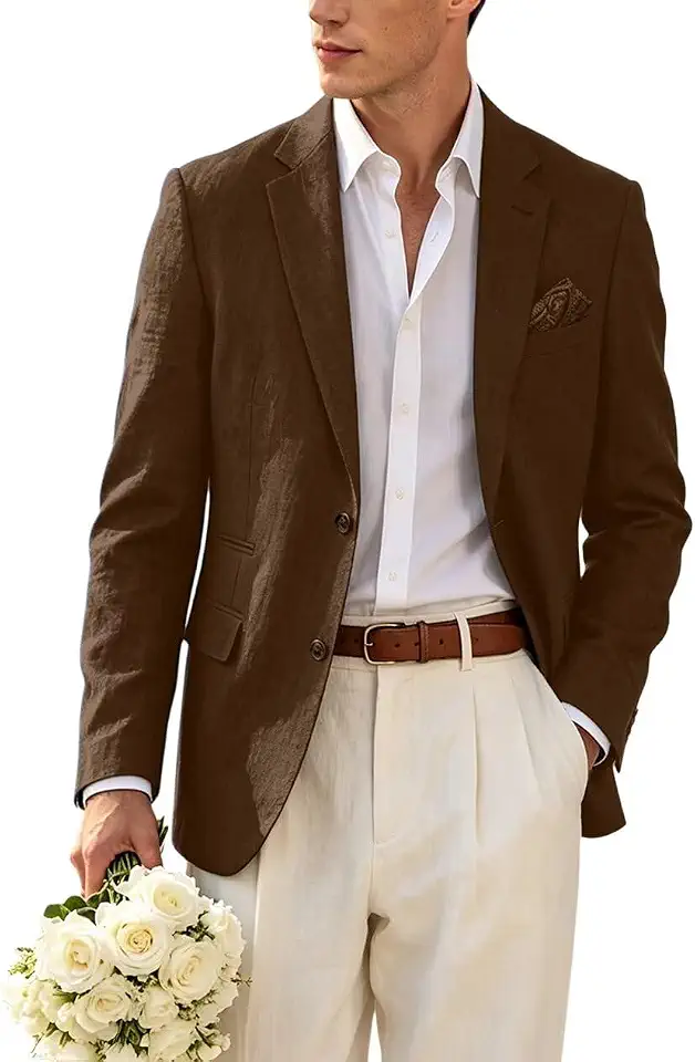 Global Recycled Standard Mens Suits Linen Casual Blazer Lightweight Linen Sport Coat Jacket