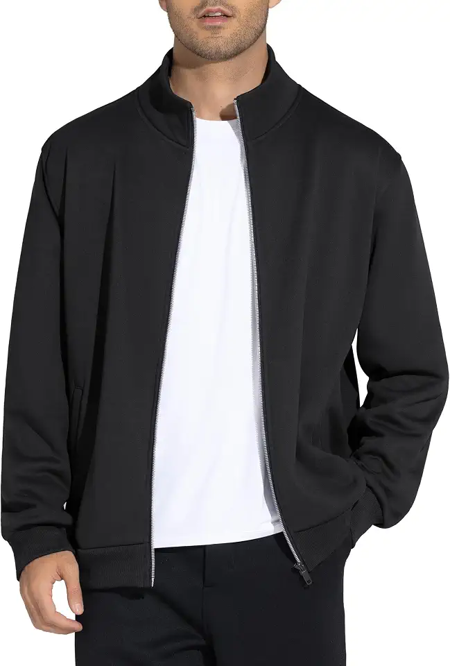 Global Recycled Standard THE GYM PEOPLE Men's Zip Up Workout Sweatshirts Fleece Mock Neck Gym Jacket