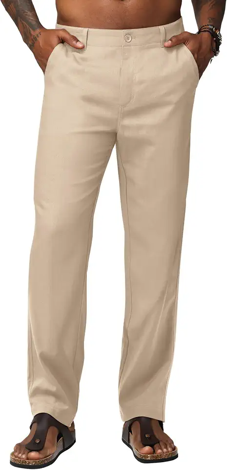 Men's Linen Pants Straight Leg with Pockets 28"/30"/32"