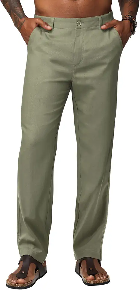 Men's Linen Pants Straight Leg with Pockets 28"/30"/32"