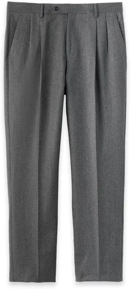 Paul Fredrick Men's Wool Flannel Solid Pleated Pants