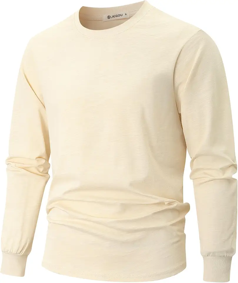 KLIEGOU Men's 100 Cotton Loose Fit Thick T-Shirt Heavy Weight Crewneck Tees for Men