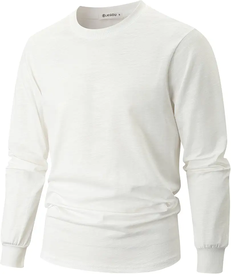 KLIEGOU Men's 100 Cotton Loose Fit Thick T-Shirt Heavy Weight Crewneck Tees for Men