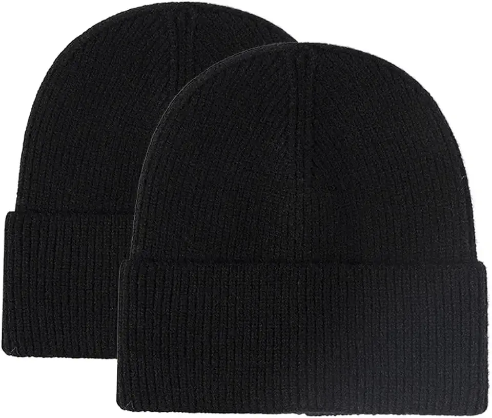 Men's Black Knit Cuff Beanie Hat