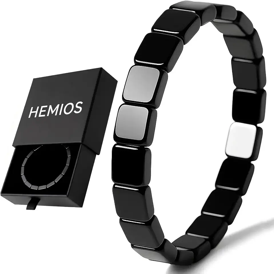 Hematite Bracelet for Men, Natural Stone Beads, Stretch Fit