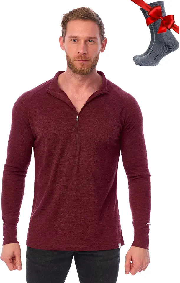 OEKO-TEX STANDARD 100 100% Merino Wool Half Zip Sweater Men - Quarter Zip Thermal Base Layer