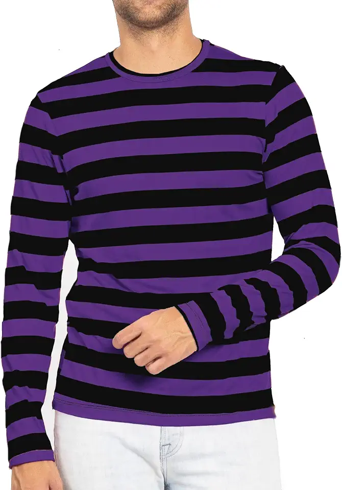 Men's Purple Striped Crewneck Sweater