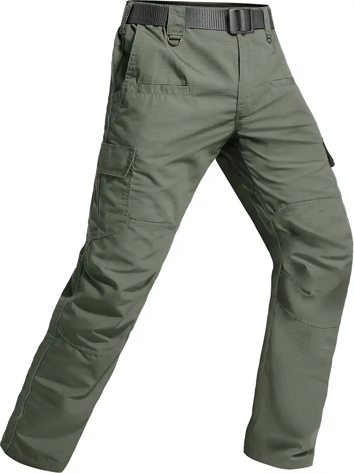 Men's Tactical Pants Water Resistant Ripstop Cargo Pants Outdoor Lightweight EDC Hiking Work Construction Pants