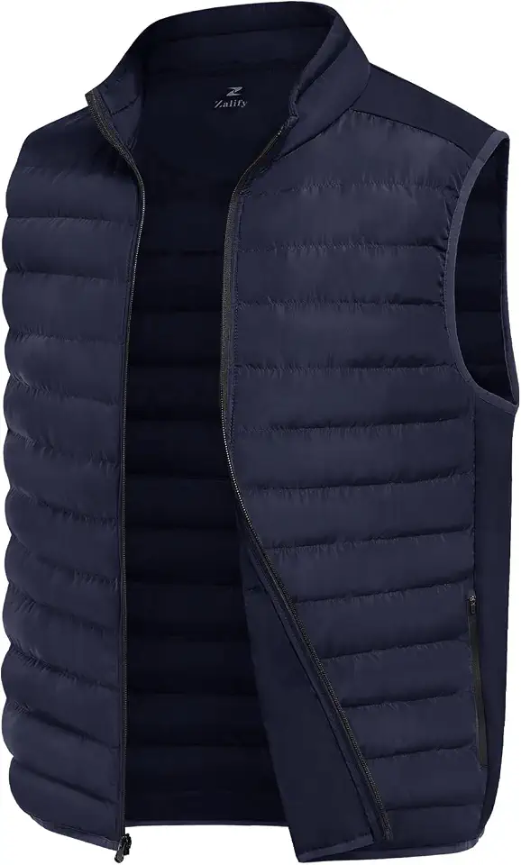 Men's Puffer Vest Lightweight Down Vest Sleeveless Winter Jacket Packable Outdoor Quilted Vest with Pockets