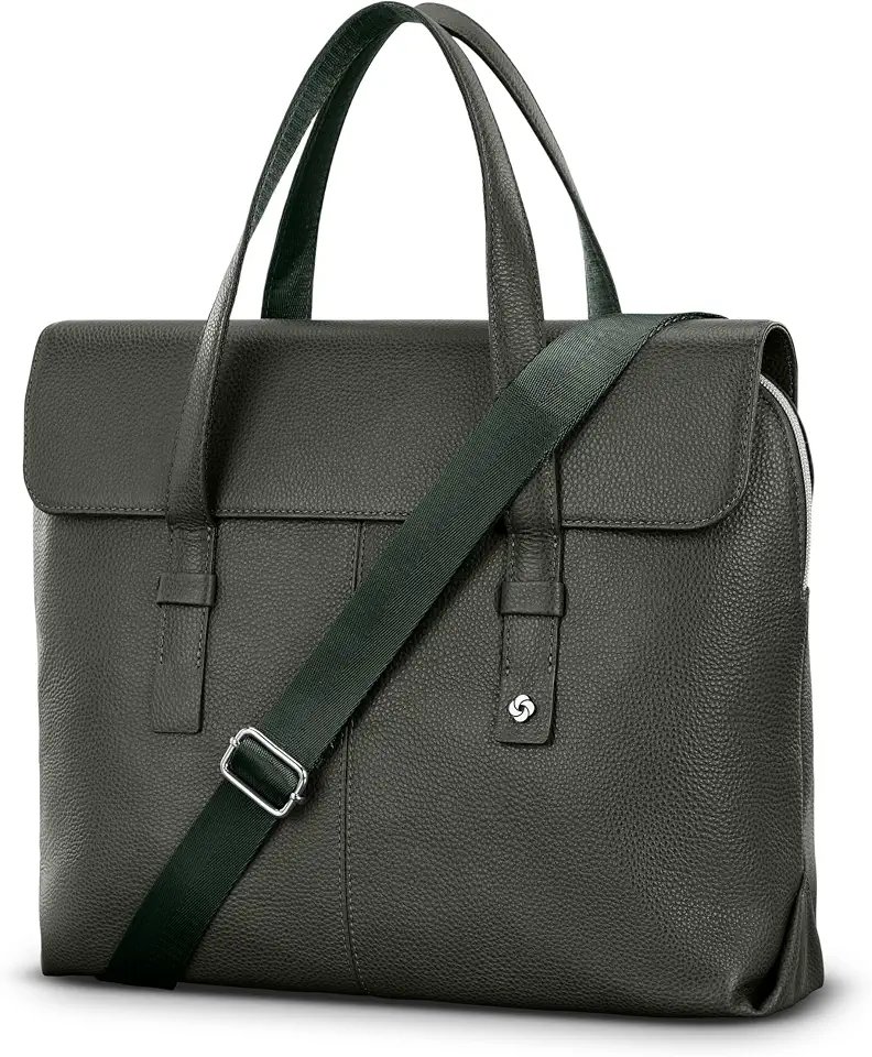 Samsonite Mobile Solution 2 Convertible Pebbled Leather Briefcase Laptop Bag with Crossbody Strap, Padded Sleeve