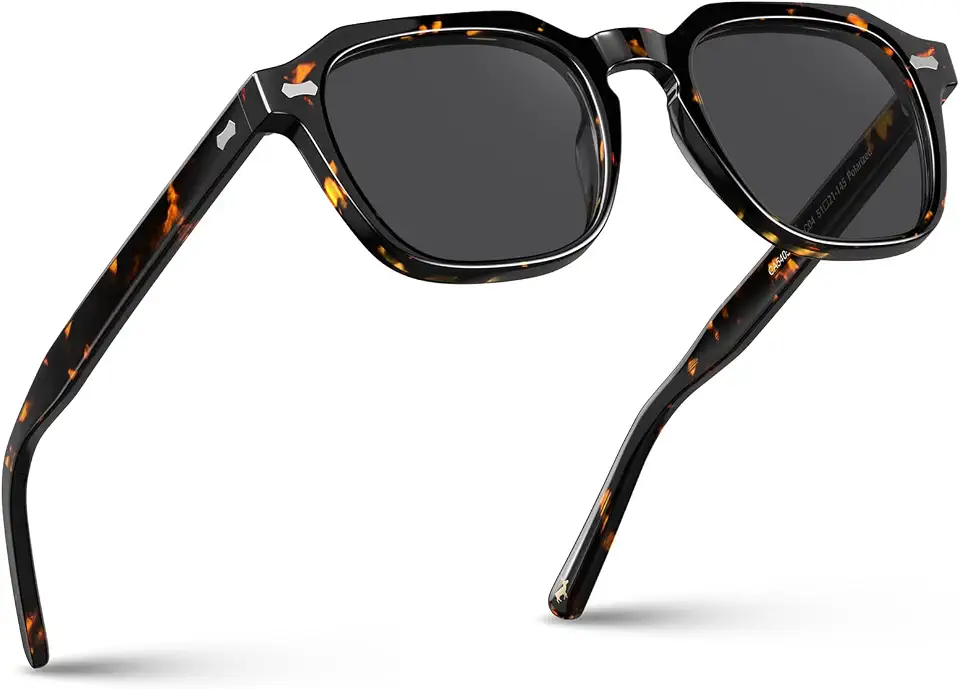 CARFIA Acetate Polarized Sunglasses for Men Retro Square Shades CA5405