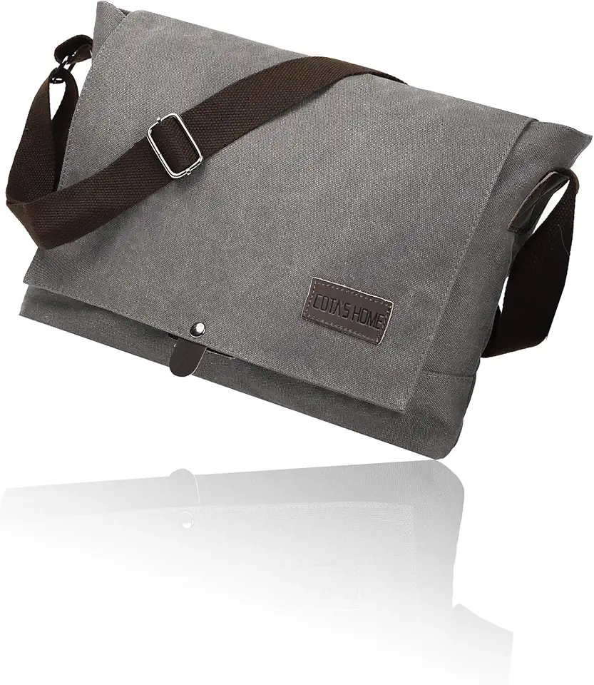 Men's Light Grey Water Resistant Crossbody Messenger Bag