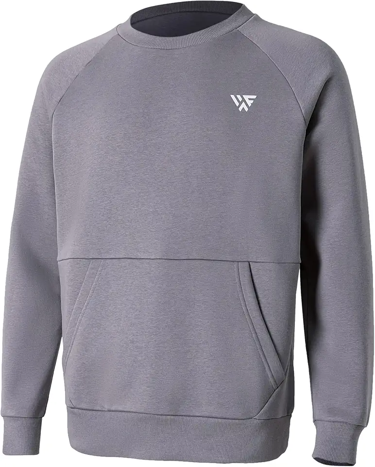 Crew Neck Sweatshirt for Men with Pockets, Cotton Fleece Pullover